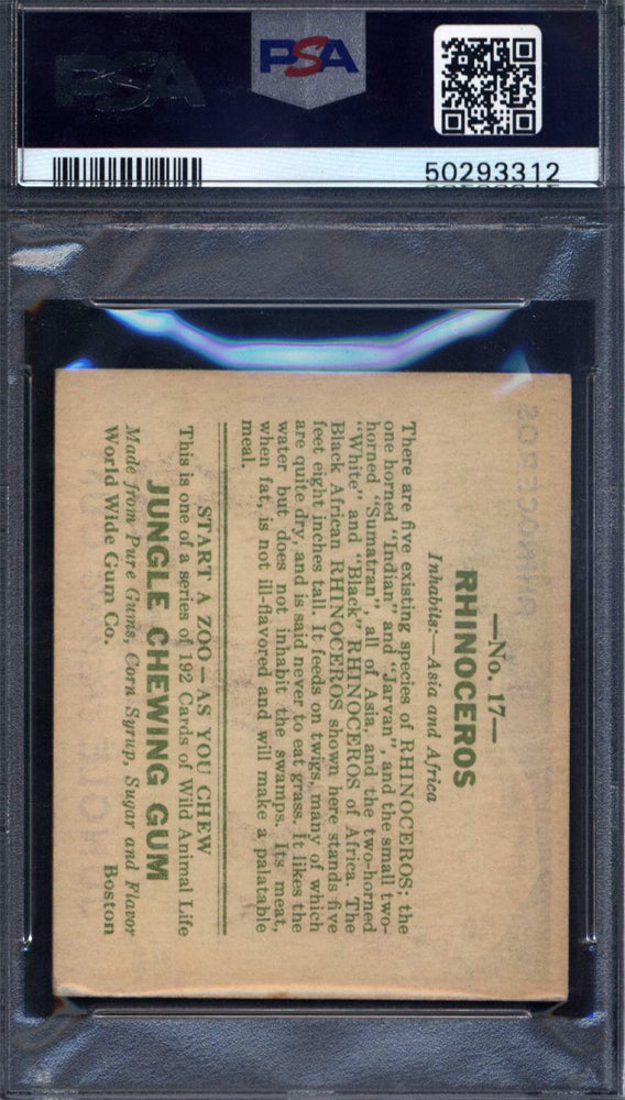 1930 R78 Jungle Gum #17 Rhinoceros PSA 5.5