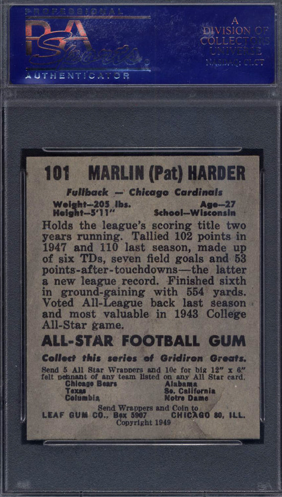 1949 Leaf #101 Marlin Harder Misspelled Harber Front Cardinals PSA 4