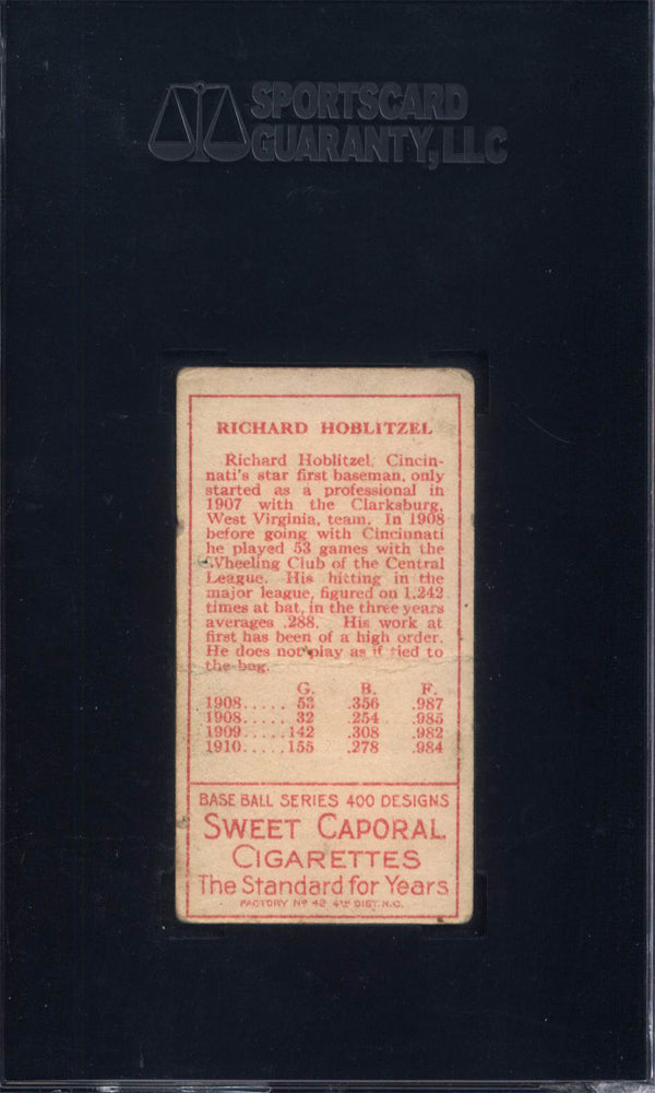 T205 Richard Hoblitzell Last Name Incorrect No Cin. SGC 1 Sweet Caporal Back