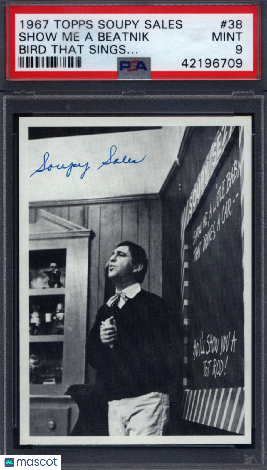 1967 Topps Soupy Sales #38 Show Me A Beatnik Bird That Sings PSA 9