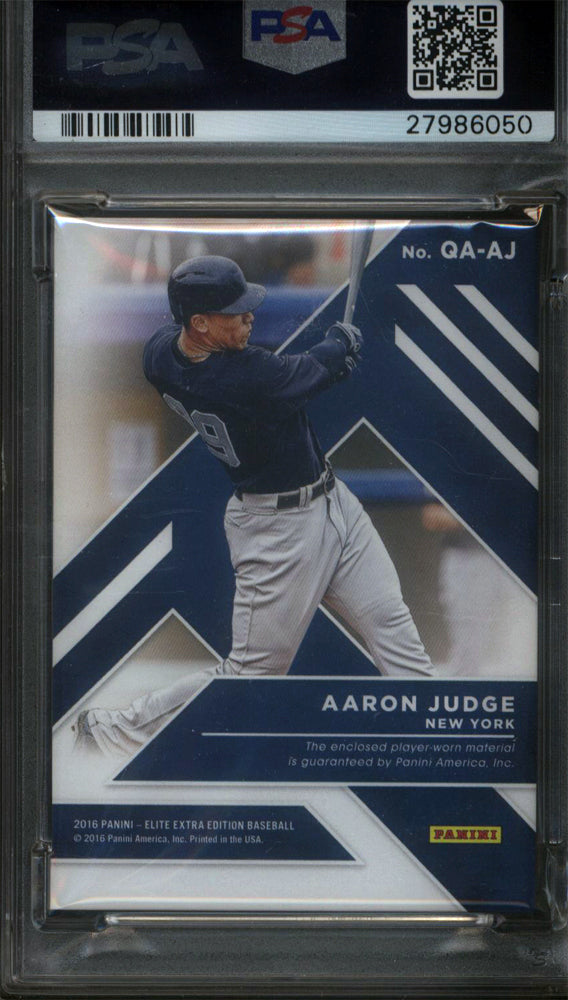 2016 Elite Extra Edition Quad Materials Aaron Judge Holo Purple /25 PSA 10 pop 1