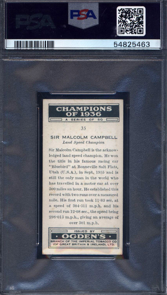1937 Ogden's LTD Champions Of 1936 #35 Sir Malcolm Campbell PSA 7