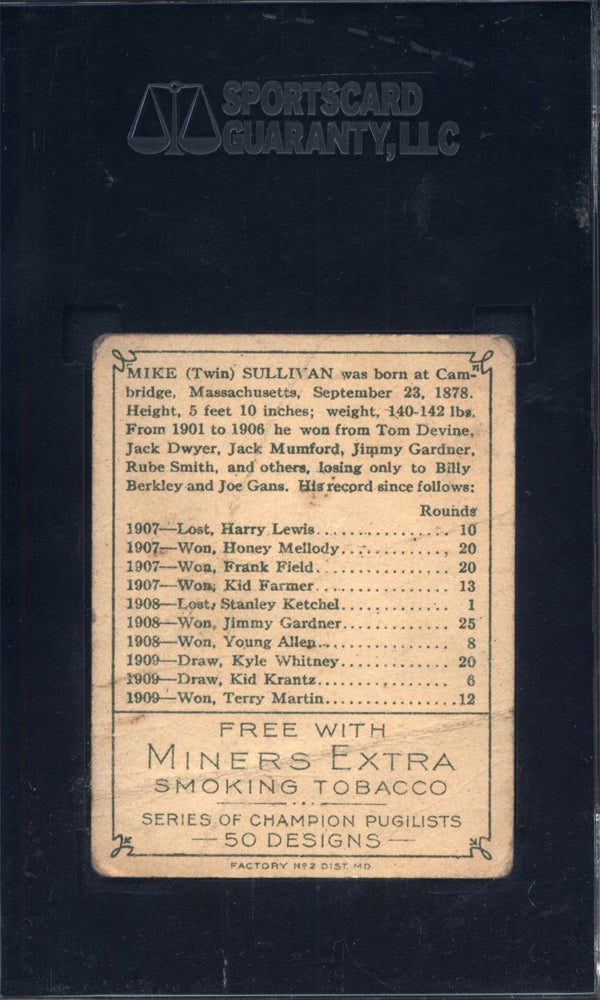 1910 T219 Miners Extra Mike Sullivan Boxing SGC 1