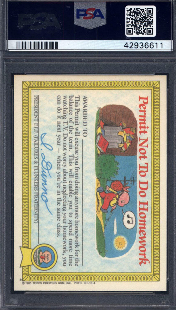 1985 GPK Garbage Pail Kids 1st Series Stickers #12a Furry Fran PSA 8