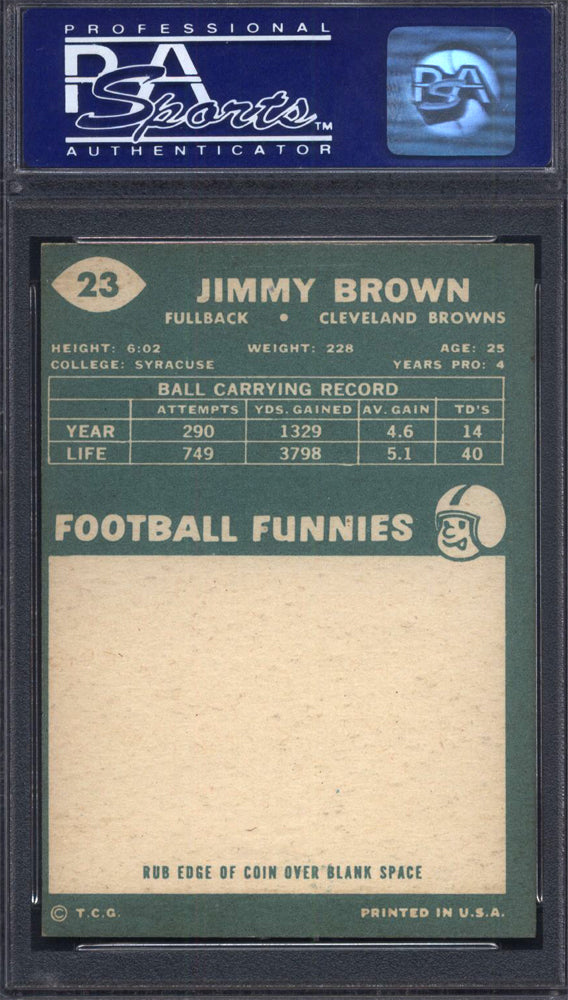 1960 Topps #23 Jim Brown Browns PSA 8 Well Centered