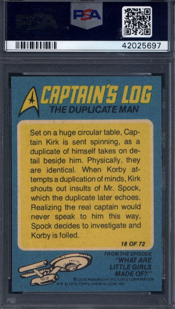 1976 Topps Star Trek #18 The Duplicate Man Scanlens PSA 8