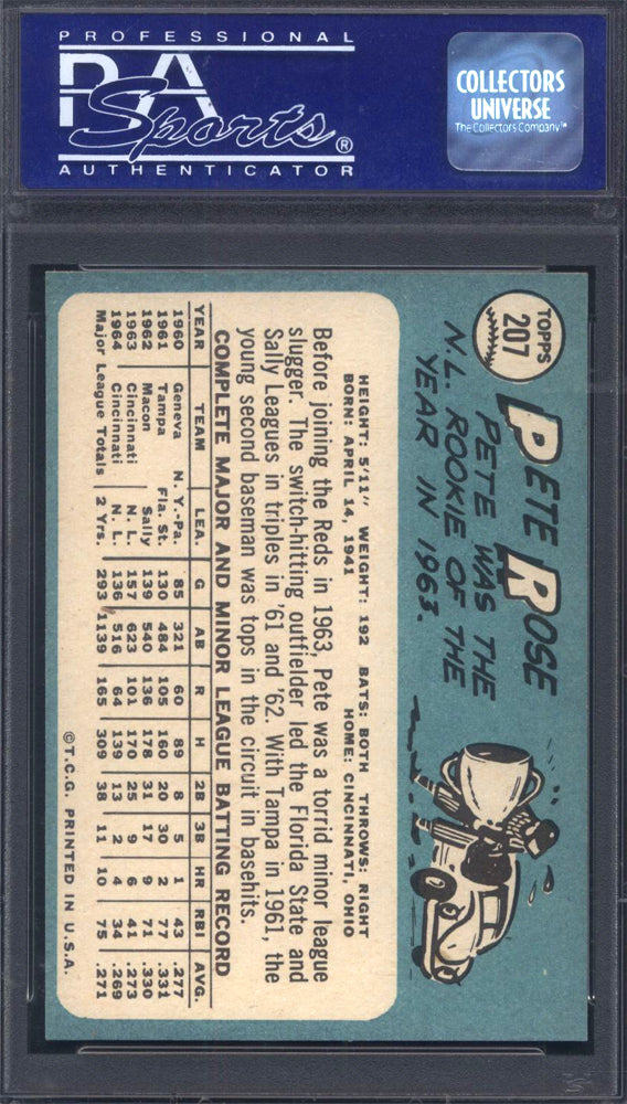 1965 Topps #207 Pete Rose Reds PSA 8