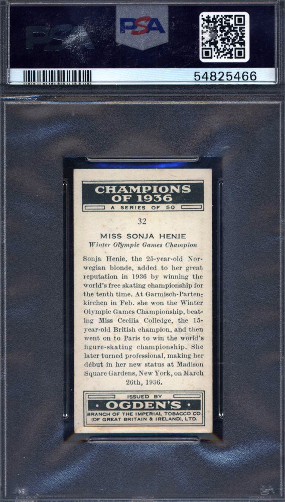 1937 Ogden's LTD Champions Of 1936 #32 Miss Sonja Henie PSA 7