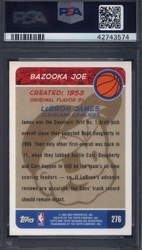 2003 Topps Bazooka Gold #276 LeBron James Rookie Cavaliers PSA 9