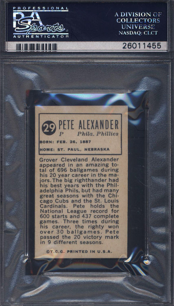 1963 Bazooka All-Time Greats #29 Grover Cleveland Alexander Silver PSA 8
