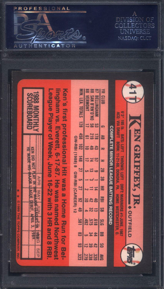 1989 Topps Traded #41T Ken Griffey JR. Rookie HOF Mariners PSA 10
