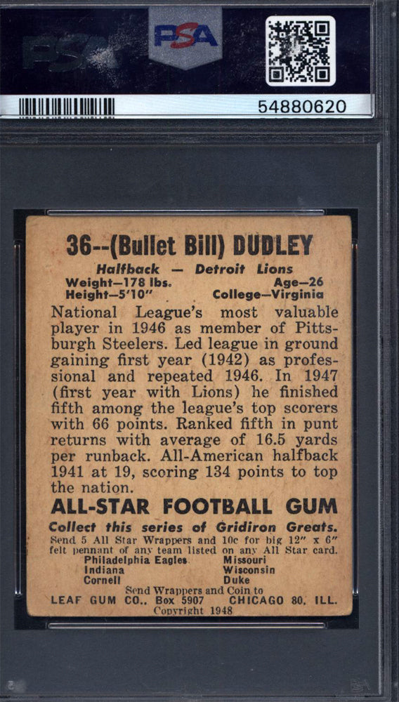 1948 Leaf #36 Bill Dudley Lions PSA 3.5