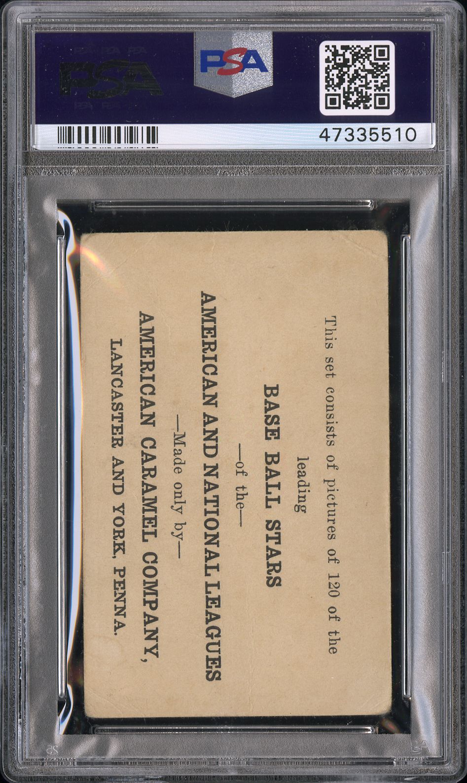 1922 E121 American Caramel Series Of 120 Yahtzee Box Find Babe Ruth PSA 1.5