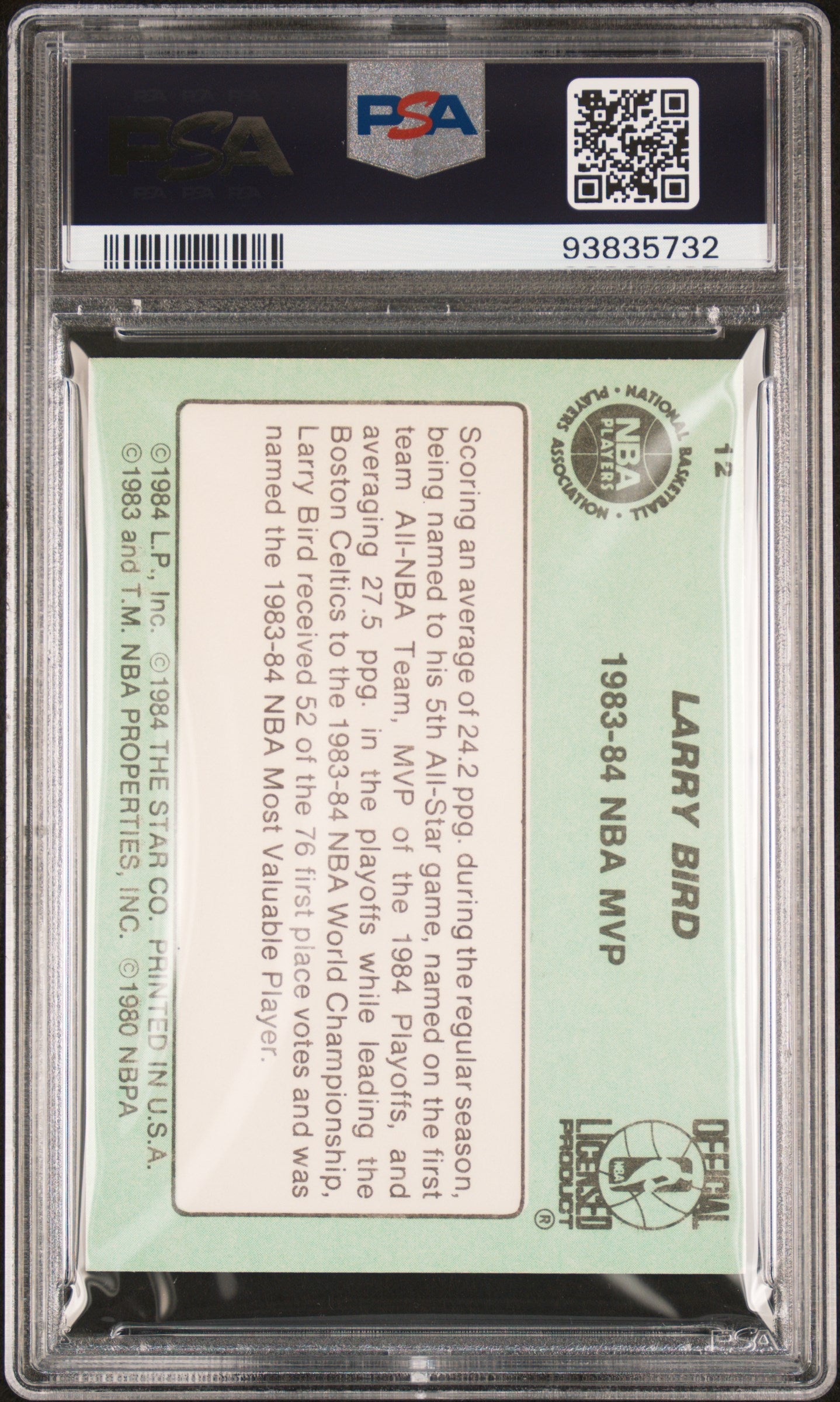 1984 Star #12 Larry Bird Celtics PSA 8