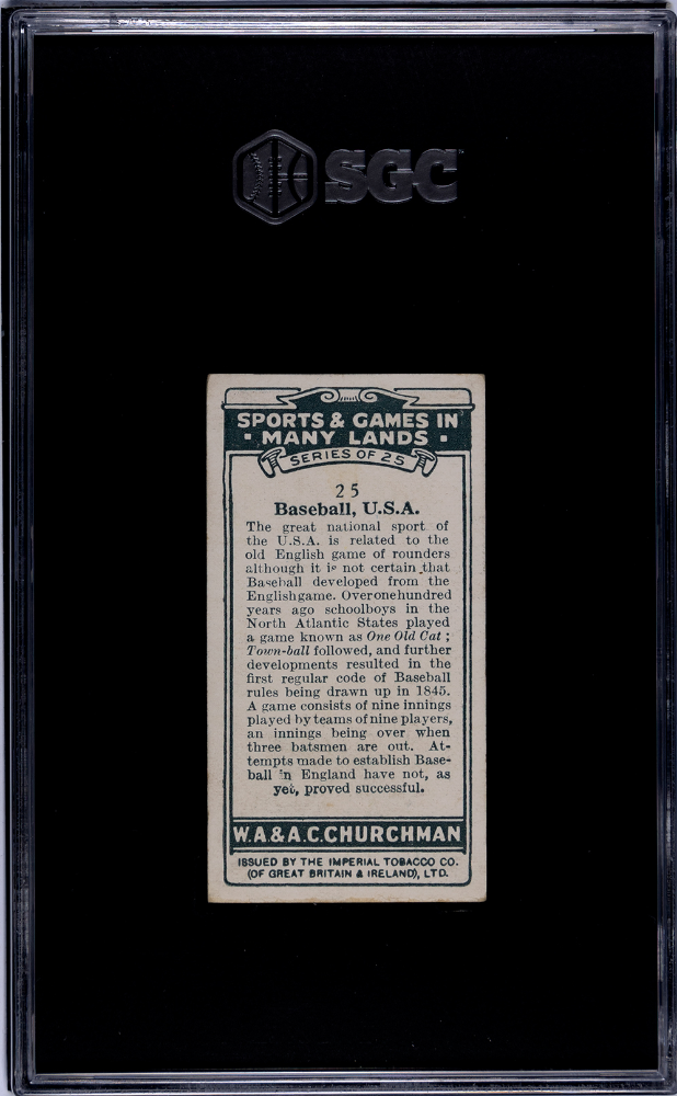 1929 Churchman's Cigarettes #25 USA Baseball Babe Ruth SGC 4.5 Well Centered