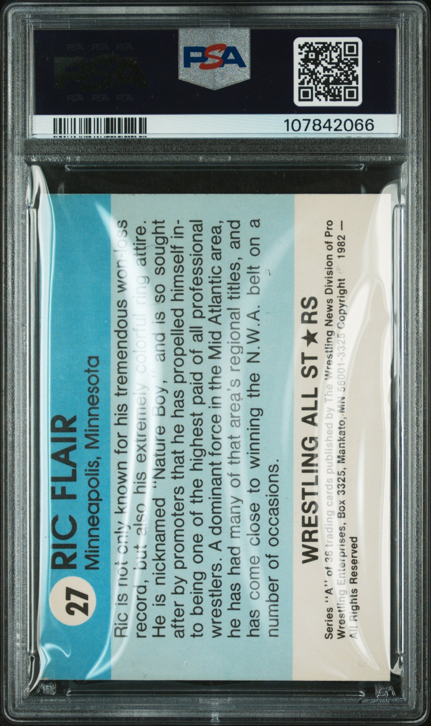 1982 Wrestling All-Stars #27 Ric Flair Rookie "16x" Inscription PSA Auto 10