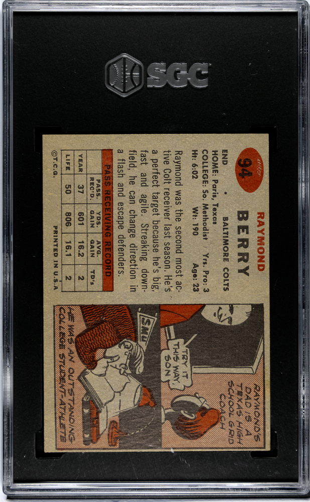 1957 Topps #94 Raymond Berry Rookie HOF Colts SGC 4.5