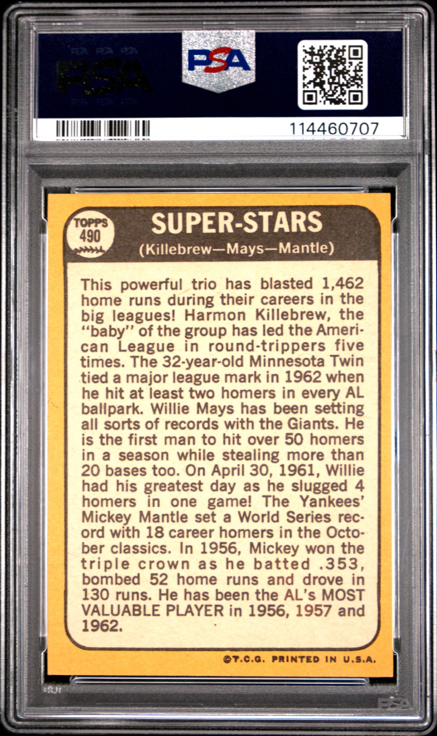 1968 Topps #490 Super Stars with Mickey Mantle PSA 4