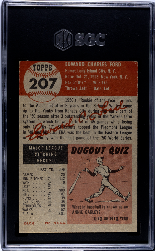 1953 Topps #207 Whitey Ford Yankees SGC 6