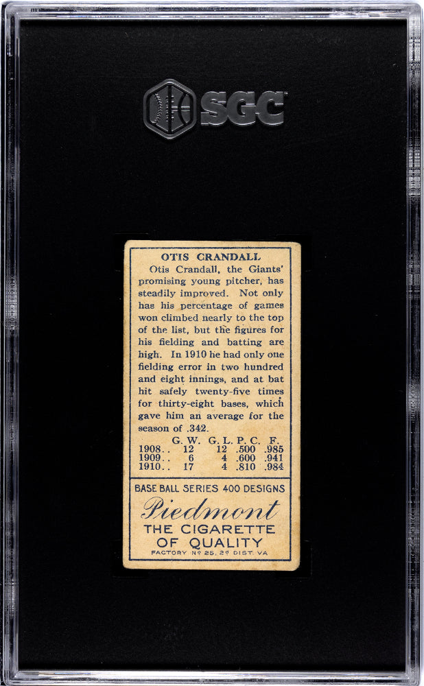 T205 Otis Crandall "T" Not Crossed In Name New York SGC 3 Piedmont Back