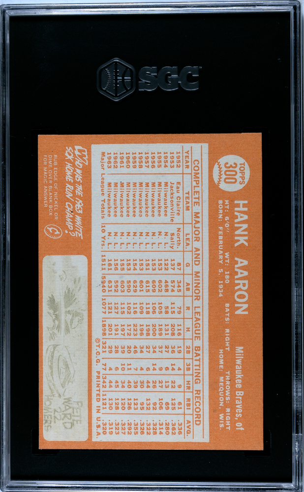 1964 Topps #300 Hank Aaron Braves SGC 6.5