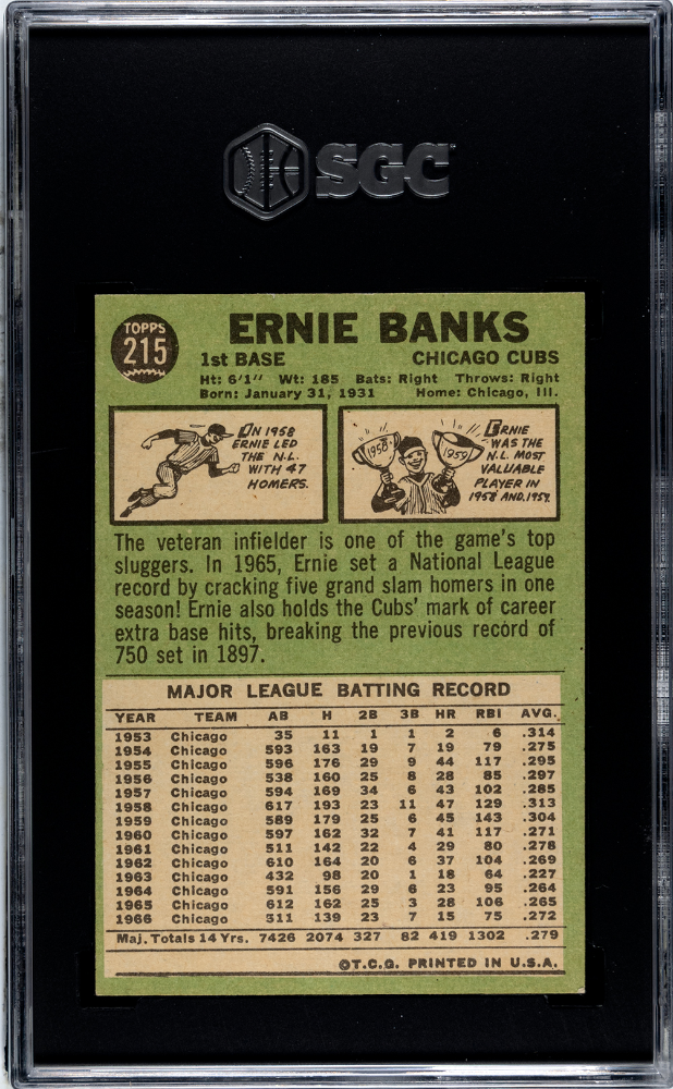 1967 Topps #215 Ernie Banks Cubs SGC 6.5