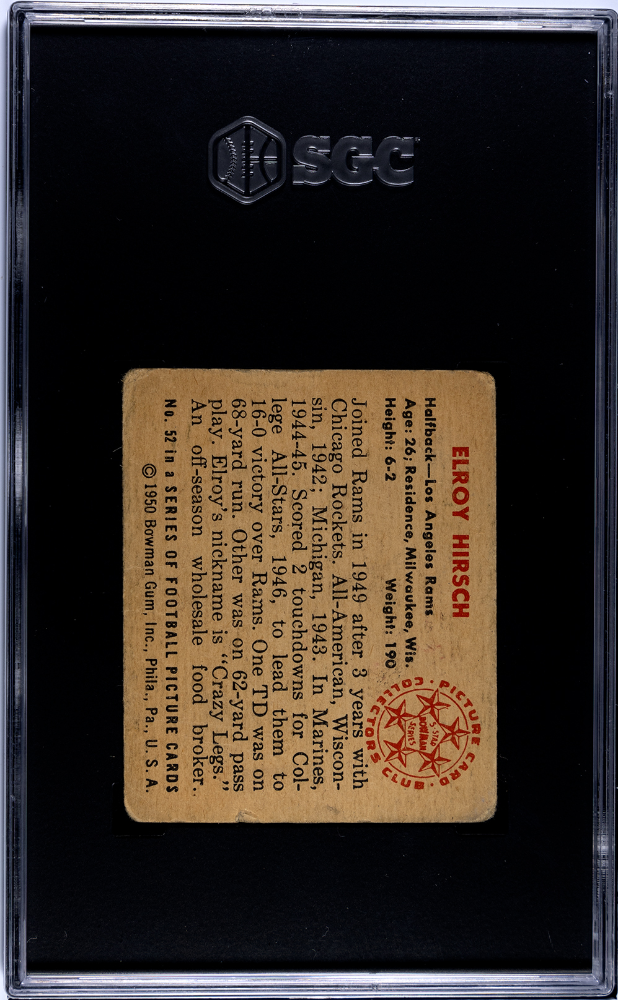 1950 Bowman #52 Elroy Hirsch Rookie HOF Rams SGC 2.5