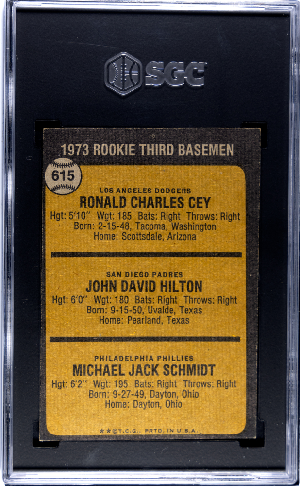 1973 Topps #615 Mike Schmidt Rookie HOF Phillies SGC 3