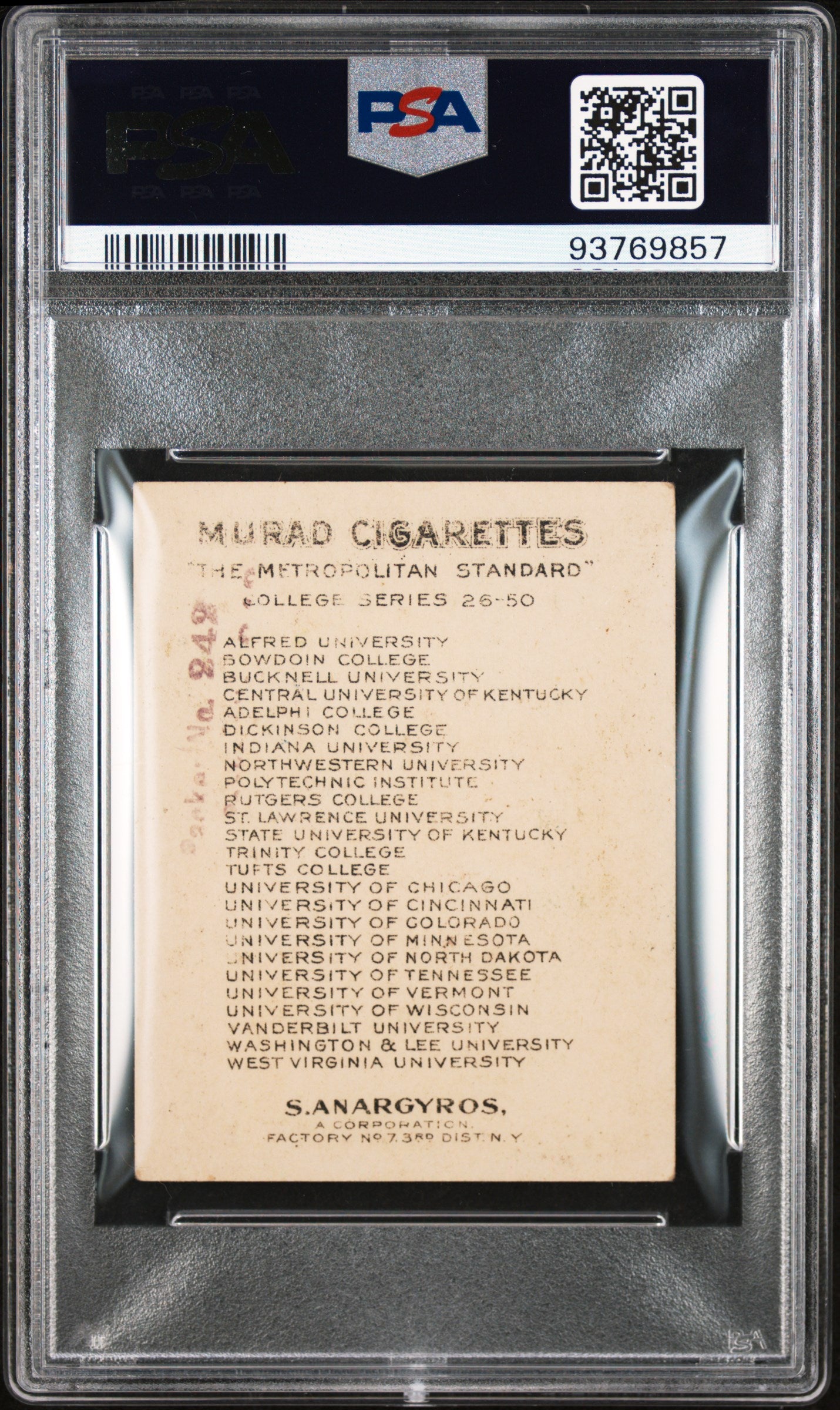 T51 Murad College Series Tufts College w/ Football PSA 5.5 pop 1 (Only 3 Higher)