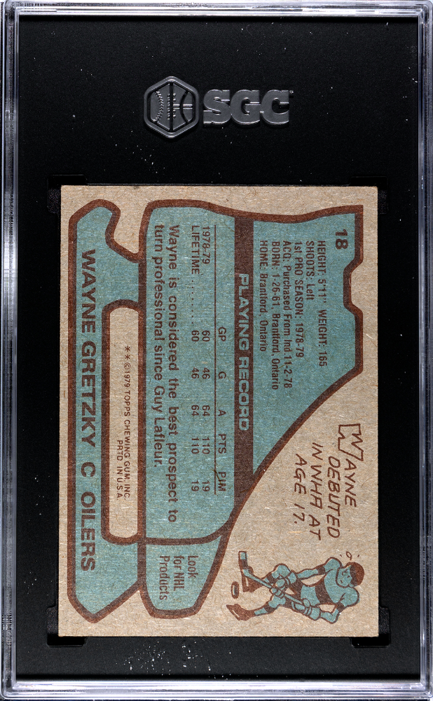 1979 Topps #18 Wayne Gretzky Rookie HOF Oilers SGC 3