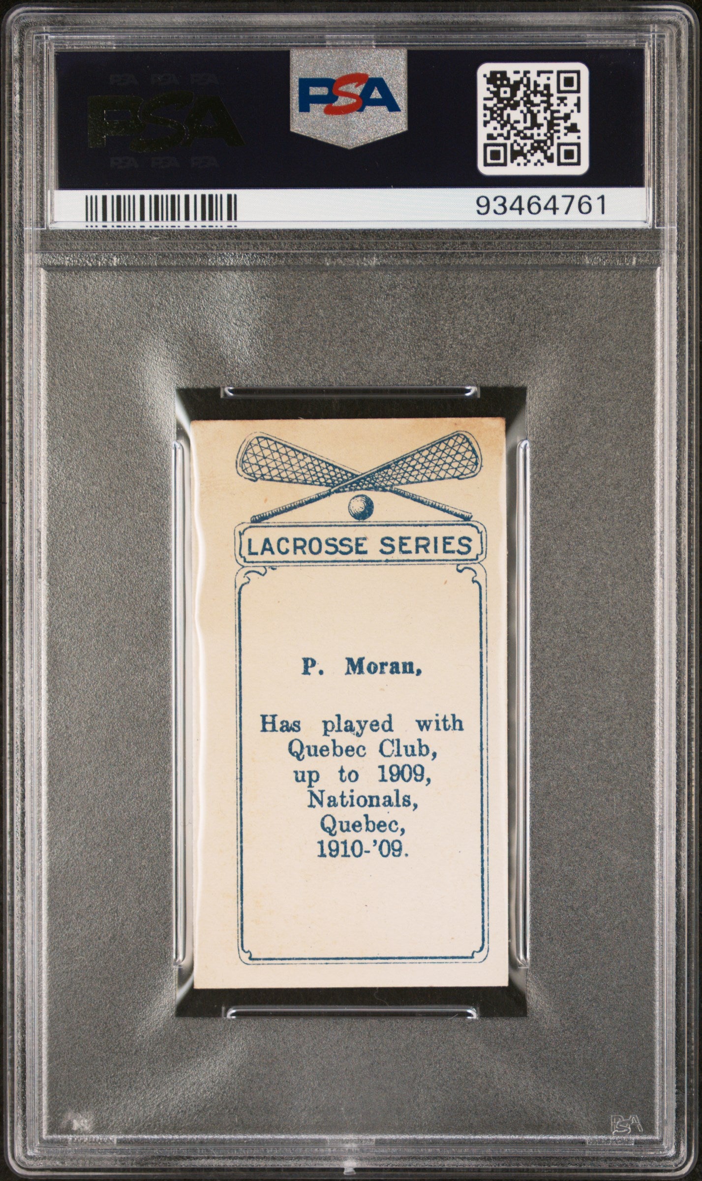 1910 C60 Imperial Tobacco Lacrosse Color #75 Paddy Moran HOF PSA 4