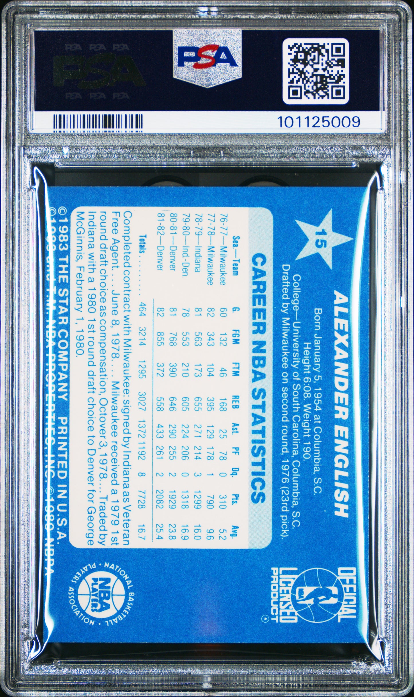 1983 Star All-Star Game #15 Alex English PSA 8
