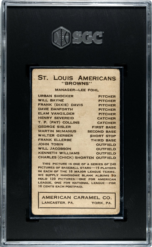 1922 E120 American Caramel George Sisler St. Louis SGC 3