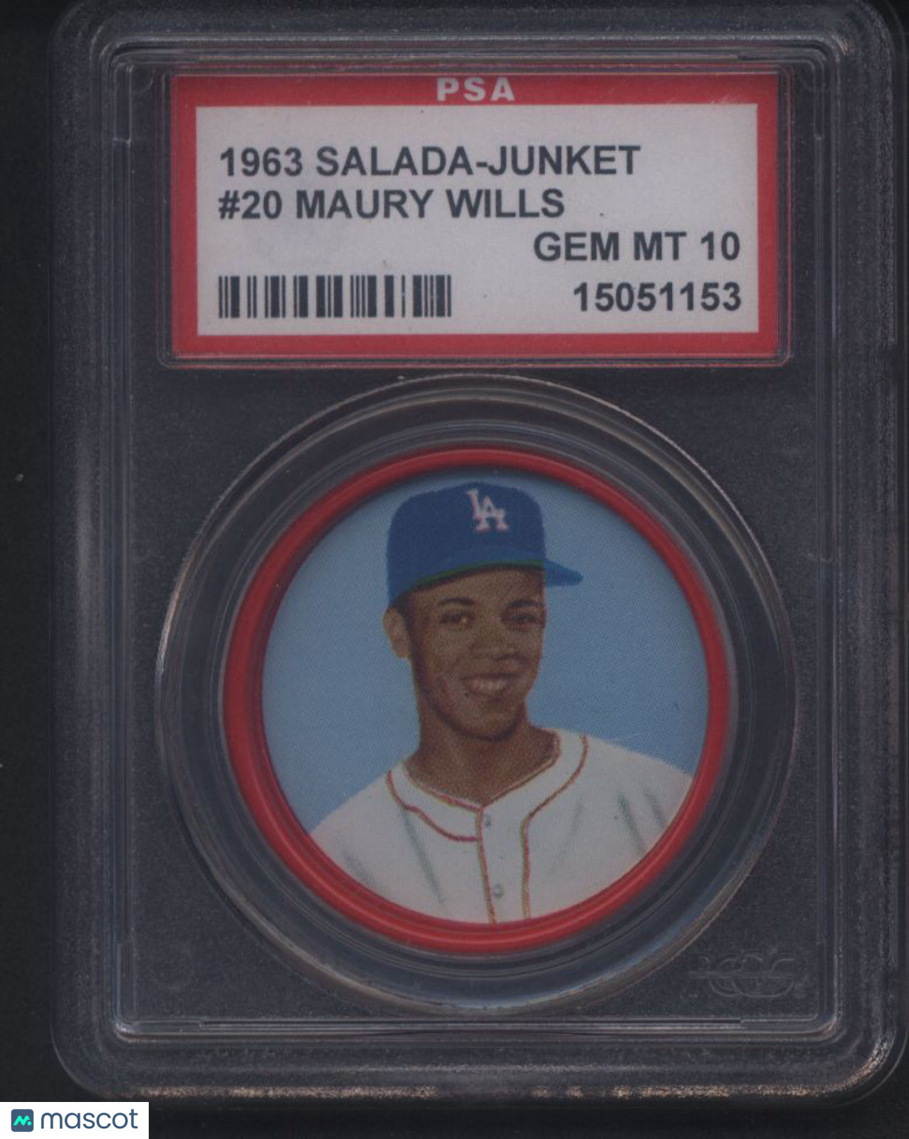 1963 Salada-Junket #20 Maury Wills Dodgers PSA 10 pop 8
