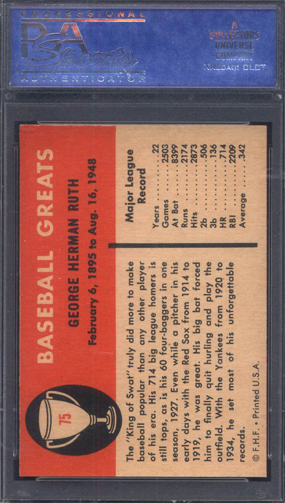 1961 Fleer #75 Babe Ruth Yankees PSA 8