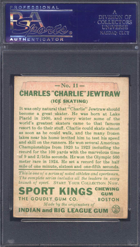 1933 Goudey Sport Kings #11 Charles Jewtraw Ice Skating PSA 5