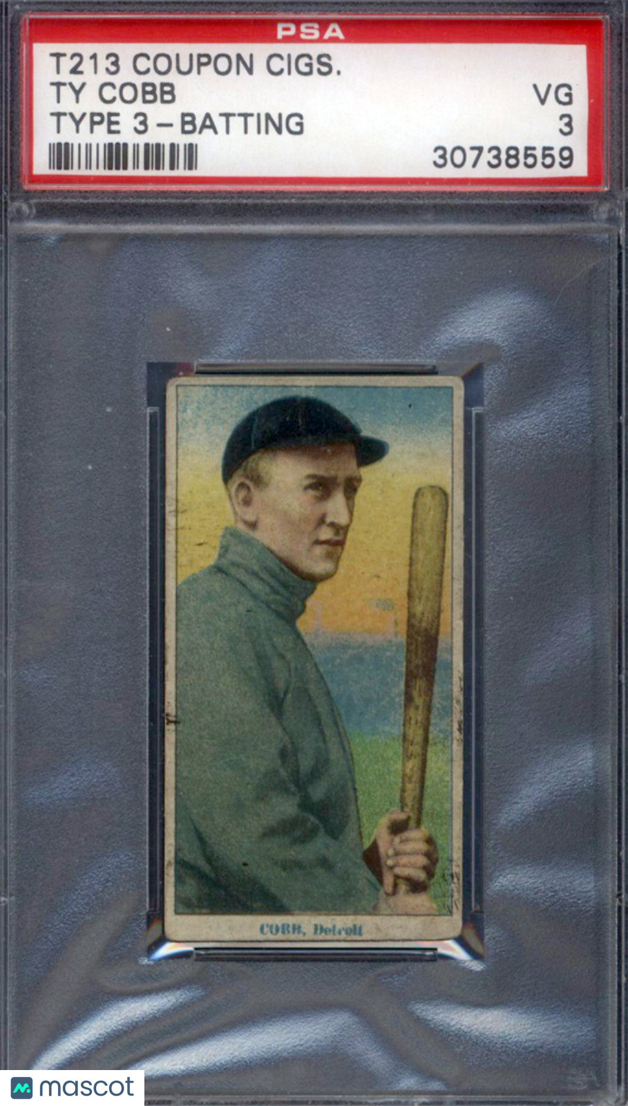 T213 Coupon Cigarettes Type 3 Ty Cobb Batting Detroit PSA 3
