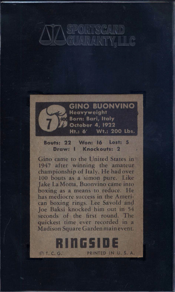 1951 Topps Ringside Boxing #7 Gino Buonvino SGC 7