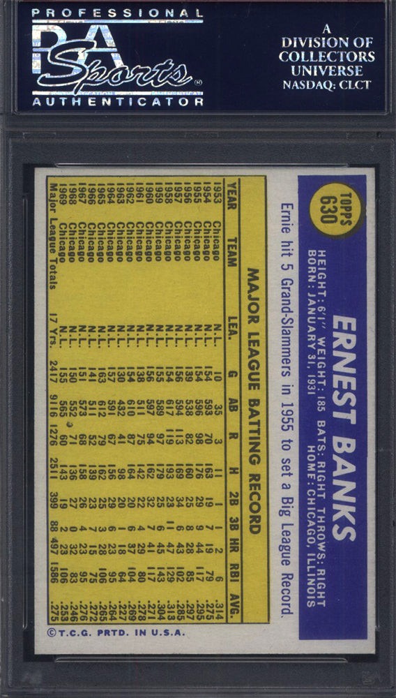 1970 Topps #630 Ernie Banks Cubs PSA 8.5 Well Centered