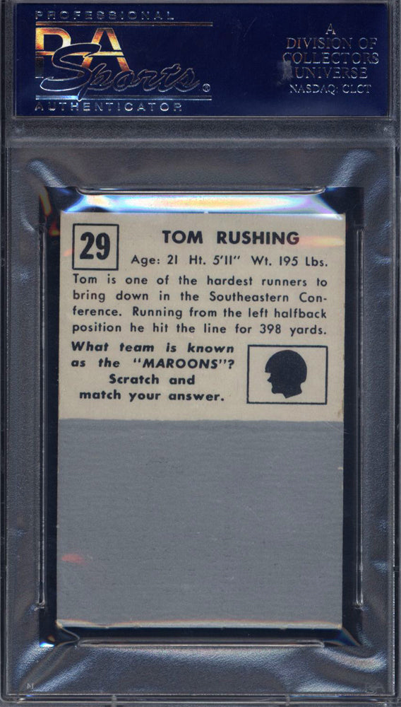 1951 Topps Magic Football #29 Tom Rushing Un-Rubbed Maroons PSA 7
