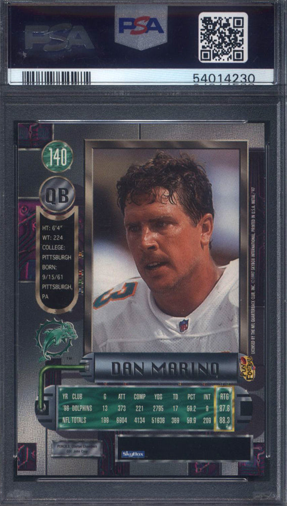1997 Metal Universe #140 Dan Marino Dolphins PSA 10 pop 6