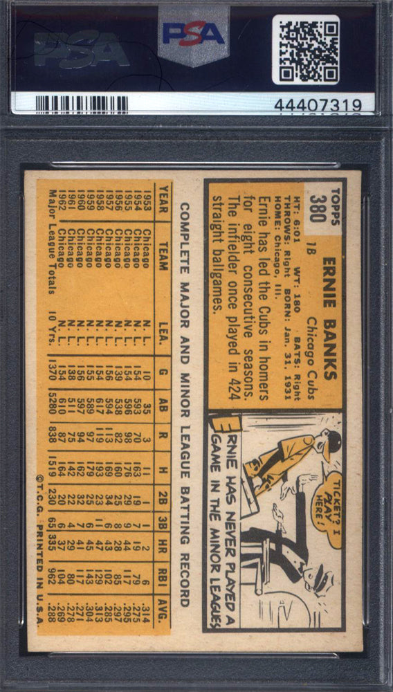 1963 Topps #380 Ernie Banks Cubs PSA 6