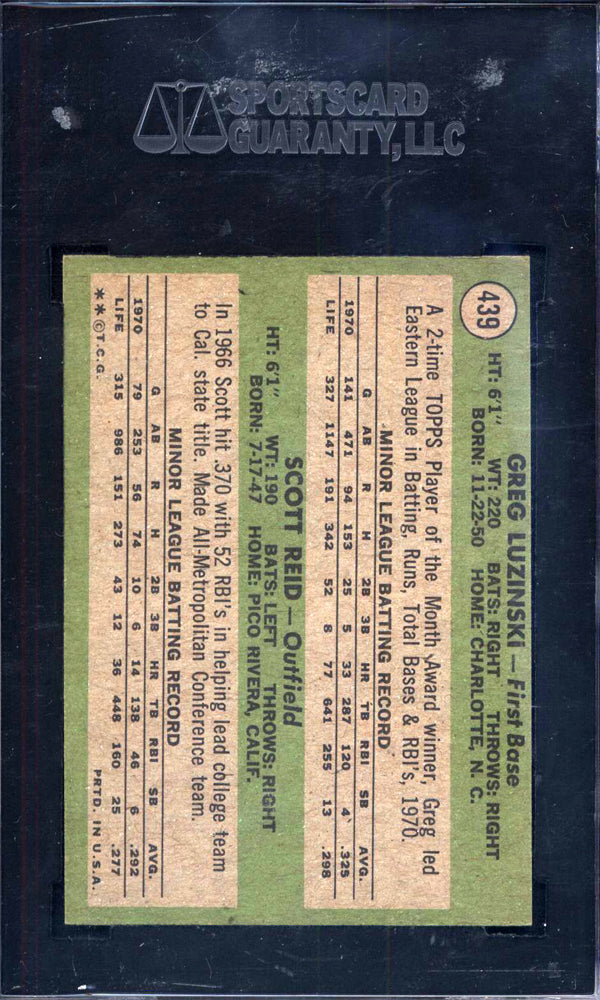 1971 Topps #439 Greg Luzinski Rookie Phillies SGC 7