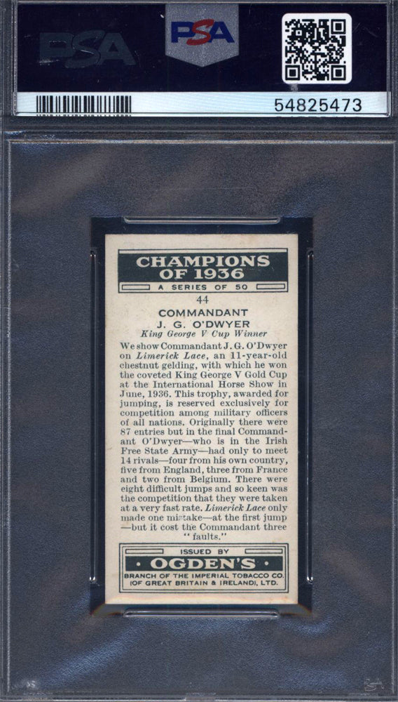 1937 Ogden's LTD Champions Of 1936 #44 Commandant J.G. O'Dwyer PSA 7