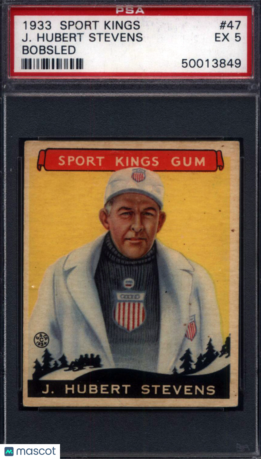1933 Goudey Sport Kings #47 J. Hubert Stevens Bob Sled Racing PSA 5