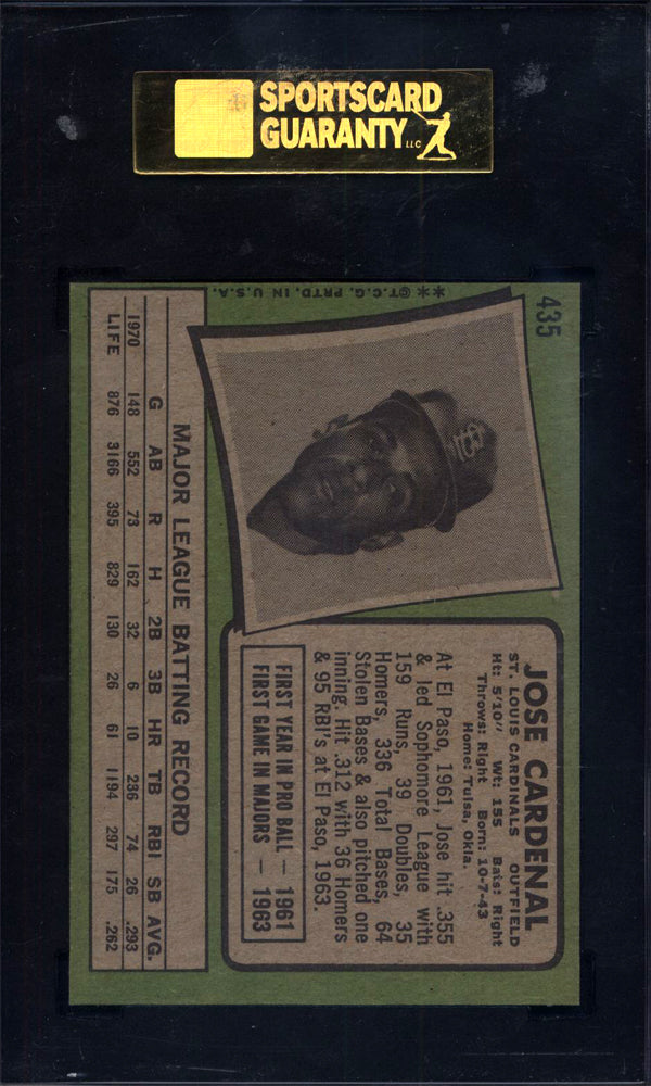 1971 Topps #435 Jose Cardenal Cardinals SGC 8