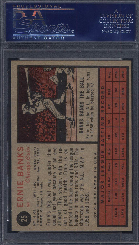 1962 Topps #25 Ernie Banks Cubs PSA 7