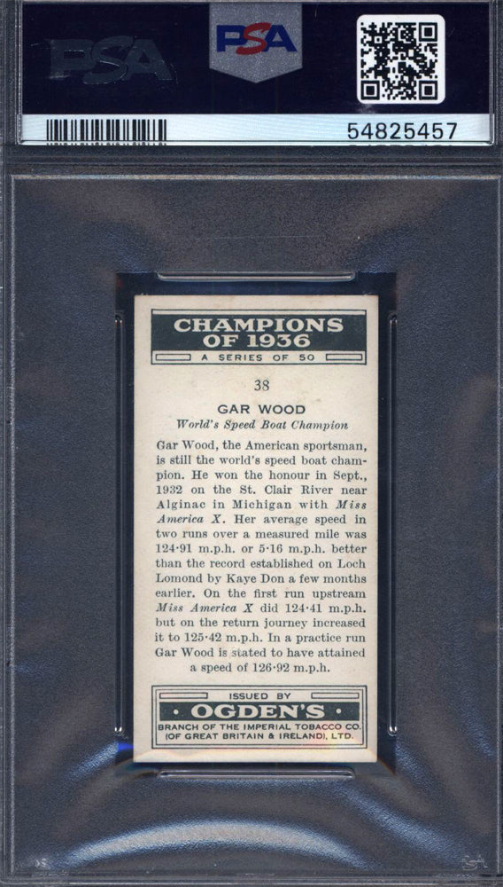 1937 Ogden's Ltd. Champions Of 1936 #38 Gar Wood PSA 8