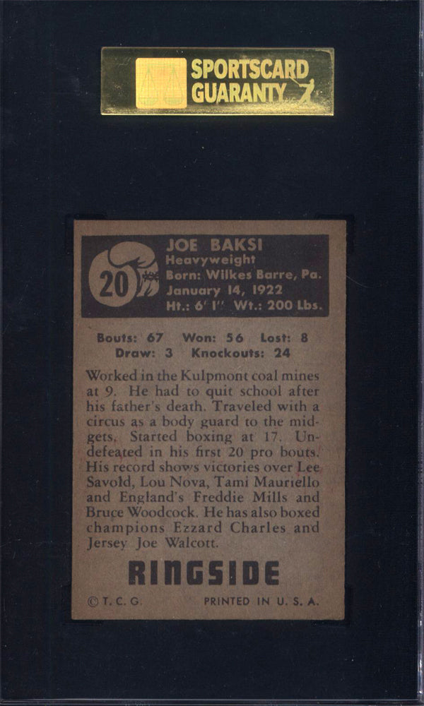 1951 Topps Ringside Boxing #20 Joe Baksi SGC 7.5