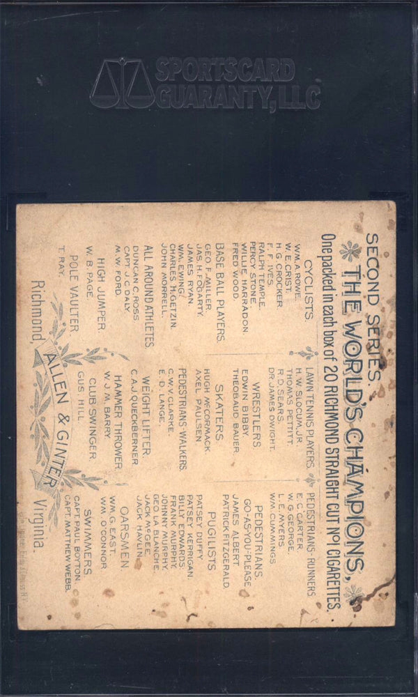 1888 N43 Allen & Ginter Buck Ewing New York SGC 2.5